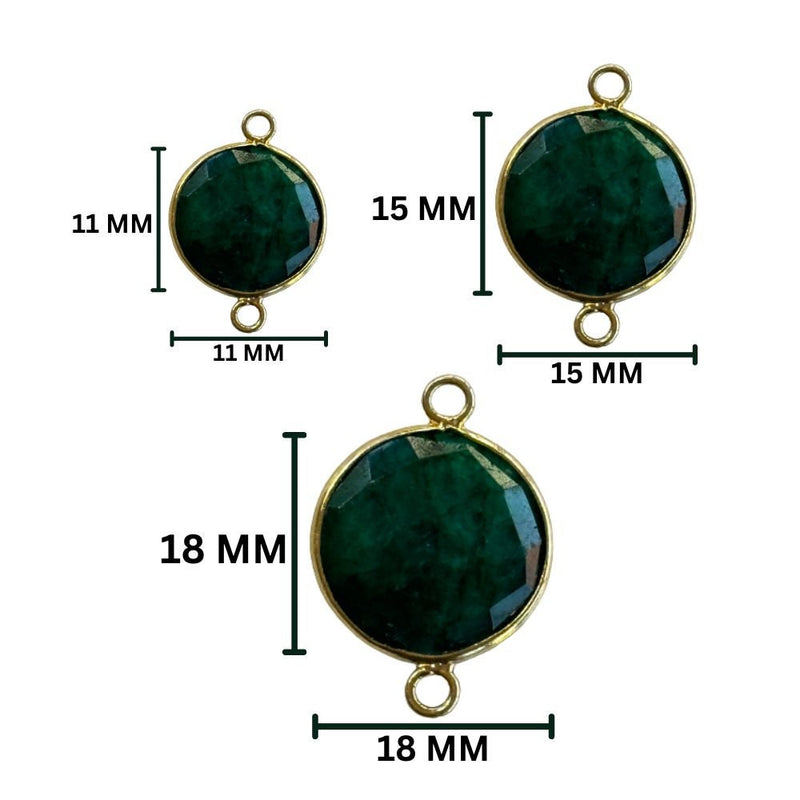 Emerald Coin/Round Pendant - Boho Chic Gemstone Necklace with 24kt Gold Elegance