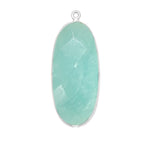 Amazonite Oval Pendant - Boho Chic Gemstone Necklace with 925 Sterling Silver Elegance