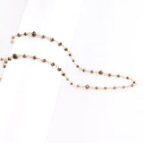 Natural Genuine Black DIAMOND AAA Gemstone 18K Solid Gold 2.5mm Bead Women Jewelry Making Necklace Rosary Chain Per INCH April Birthstone