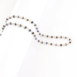 Blue Sapphire Natural Precious AAA Gemstone 18K Solid Gold 3mm Bead Women Jewelry Making Necklace Rosary Chain Per INCH September Birthstone