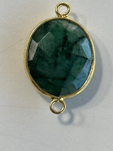 Emerald Oval Pendant - Boho Chic Gemstone Necklace with 24kt Gold Elegance