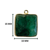 Emerald Square Pendant - Boho Chic Gemstone Necklace with 24kt Gold Elegance