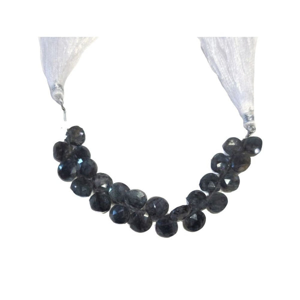 Blue moss aquamarine natural gemstone bead strands, heart shaped 4-inch long bead strand, faceted bead size 5.5-7mm, handmade gemstone bead strand 20 carats, women jewelry making necklaces, earrings, and bracelets bead strands.