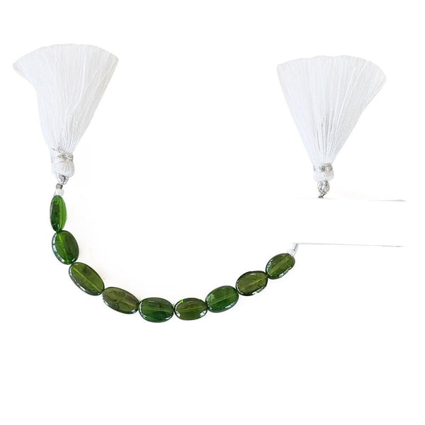 Chrome Diopside natural gemstone bead strands, oval-shaped 4-inch long bead strand, faceted bead size 4X5.5-5X7.5mm, handmade gemstone bead strand 17 carats, women jewelry making necklaces, earrings, and bracelets bead strands.