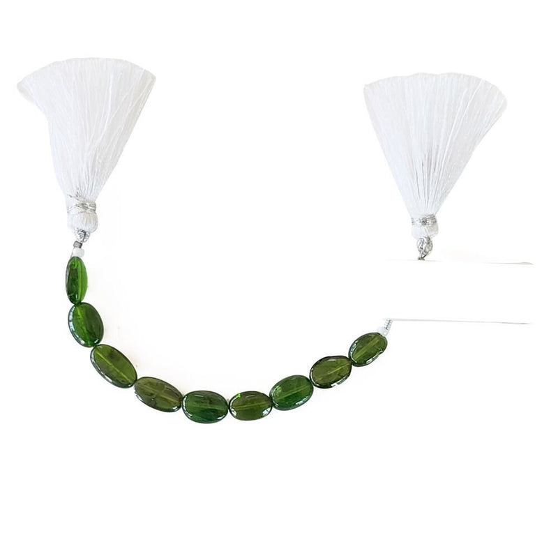 Chrome Diopside natural gemstone bead strands, oval-shaped 4-inch long bead strand, faceted bead size 4X5.5-5X7.5mm, handmade gemstone bead strand 17 carats, women jewelry making necklaces, earrings, and bracelets bead strands.