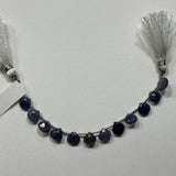 Iolite Faceted Heart 4 inch Bead Strand 5-5.5mm & 14 Cts Natural Semi Precious Gemstone Birthstone Women Jewelry Making Necklace Pendant DIY