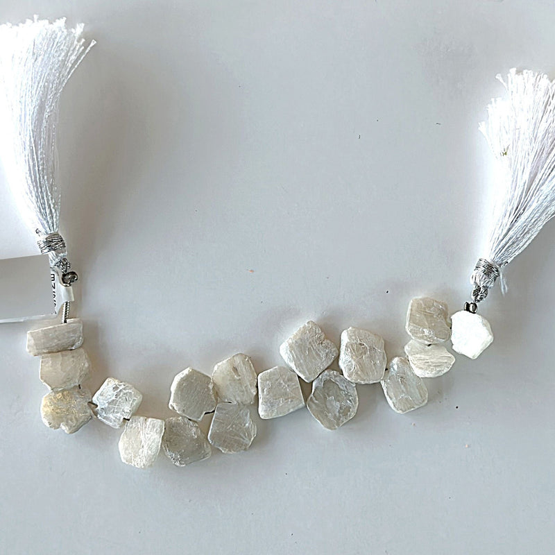White Sillimanite natural gemstone bead strands, slice-shaped 4-inch long bead strand, smooth bead size 8mm, 9mm, 10.5mm, handmade gemstone bead strand 35 Carat, women jewelry making necklaces, earrings, and bracelets bead strands.