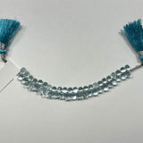 Sky Aquamarine natural semi-precious gemstone bead strands, teardrop-shaped 4-inch long bead strand, faceted bead size 4X6mm handmade gemstone bead strand 28 Carat, women jewelry making necklaces, earrings, and bracelets bead strands.