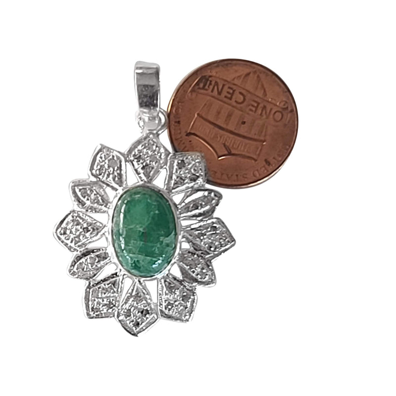 Natural Diamond Studded Precious Emerald 925 Sterling Silver Assorted Vintage Pendants Necklace - AAA Grade Handmade Jewelry- Gifts For Her