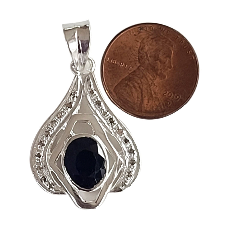 Natural Diamond Studded Precious Blue Sapphire 925 Sterling Silver Assorted Vintage Pendants Necklace - AAA Grade Handmade - Gifts For Her
