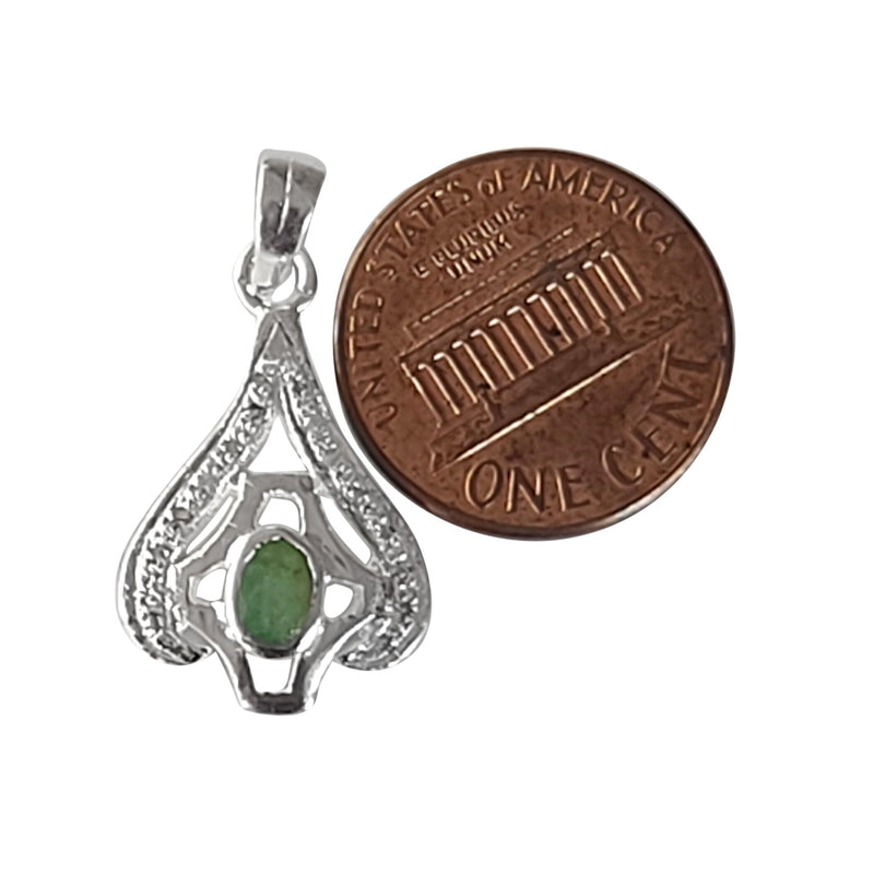 Natural Diamond Studded Precious Emerald 925 Sterling Silver Assorted Vintage Pendants Necklace - AAA Grade Handmade Jewelry- Gifts For Her