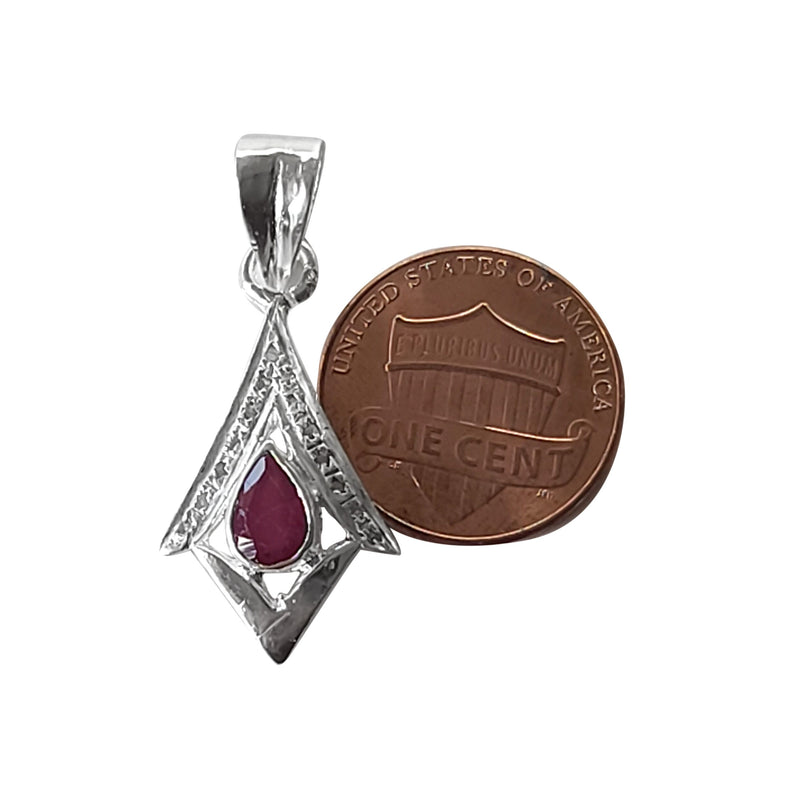 Natural Diamond Studded Precious Ruby 925 Sterling Silver Assorted Vintage Pendants Necklace - AAA Grade Handmade DIY Jewelry- Gifts For Her