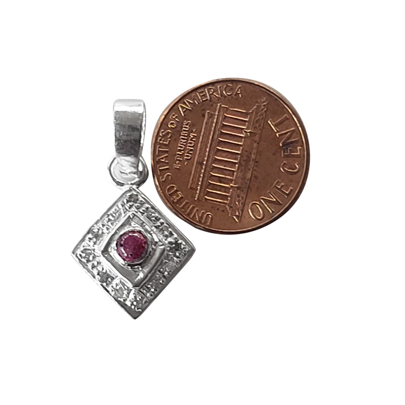 Natural Diamond Studded Precious Ruby 925 Sterling Silver Assorted Vintage Pendants Necklace - AAA Grade Handmade DIY Jewelry- Gifts For Her