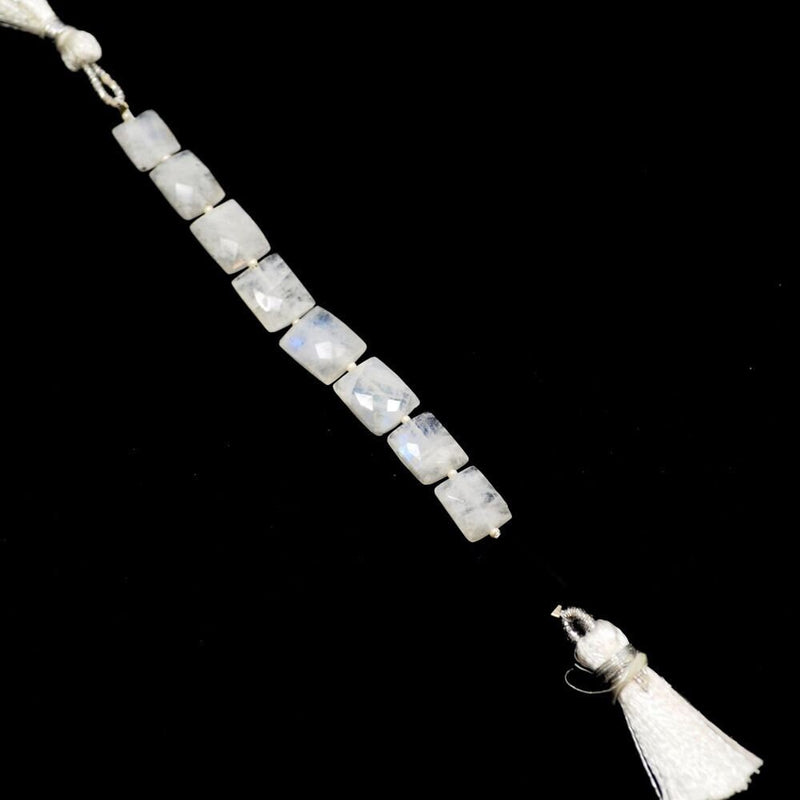 Rainbow Moonstone natural semi-precious gemstone bead strands, chicklet-shaped 4-inch long bead strand, faceted bead size 6X8.5-6.5X8.5mm, handmade gemstone bead strand 23, Carat, women jewelry making necklaces, earrings, and bracelets bead strands.