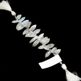 Rainbow Moonstone natural semi-precious gemstone bead strands, marquise-shaped 4-inch long bead strand, faceted bead size 4X8-4.5X9.5mm handmade gemstone bead strand 25, 30 Carat, women jewelry making necklaces, earrings, and bracelets bead strands.