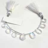 Rainbow Moonstone natural semi-precious gemstone bead strands, pear-shaped 4-inch long bead strand, faceted bead size 4.5X6.5mm handmade gemstone bead strand 12, 17, 21 Carat, women jewelry making necklaces, earrings, and bracelets bead strands.
