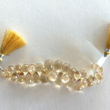 Yellow Quartz natural semi-precious gemstone bead strands, teardrop-shaped 4-inch long bead strand, faceted bead size 7mm, 9mm, 13mm, handmade gemstone bead strand 43 Carat, women jewelry making necklaces, earrings, and bracelets bead strands.