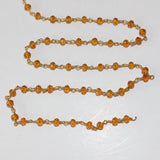 Citrine quartz gemstone bead chain 24k gold plated over silver, women jewelry making necklaces, earrings, and bracelets bead chain.