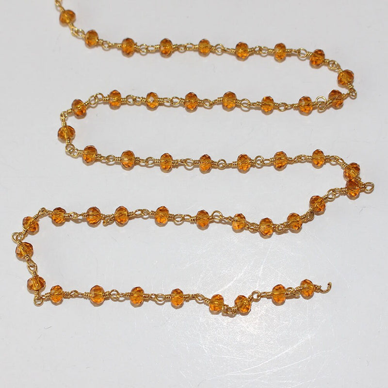 Citrine quartz gemstone bead chain 24k gold plated over silver, women jewelry making necklaces, earrings, and bracelets bead chain.