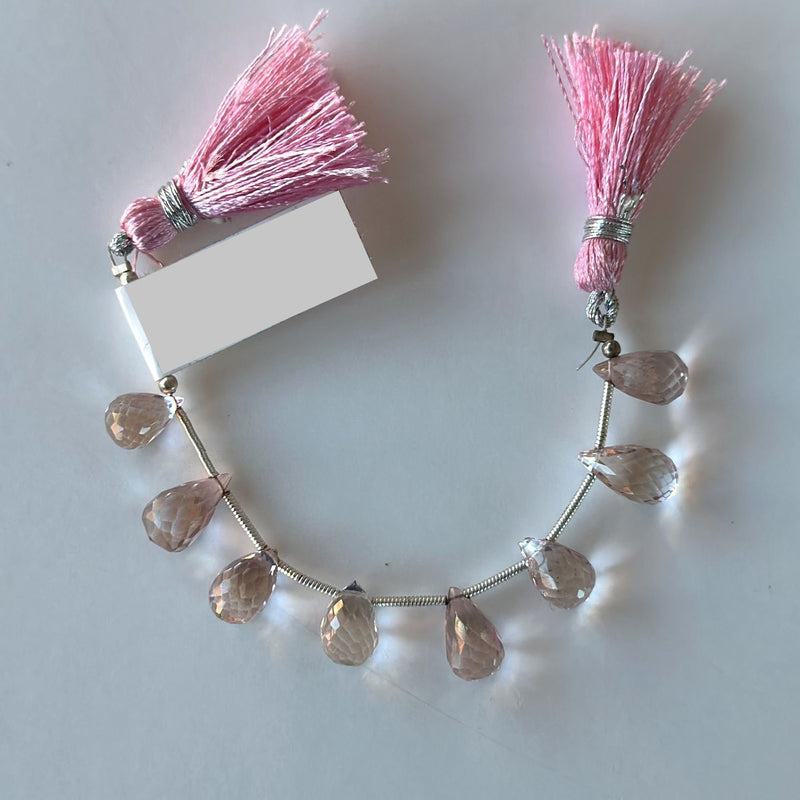 Pink Topaz natural semi-precious gemstone bead strands, teardrop-shaped 4-inch long bead strand, faceted bead size 6X9-6X12mm handmade gemstone bead strand 24 Carat, women jewelry making necklaces, earrings, and bracelets bead strands.