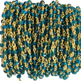 blue topaz quartz gemstone bead chain 24k gold plated over silver, women jewelry making necklaces, earrings, and bracelets bead chain.