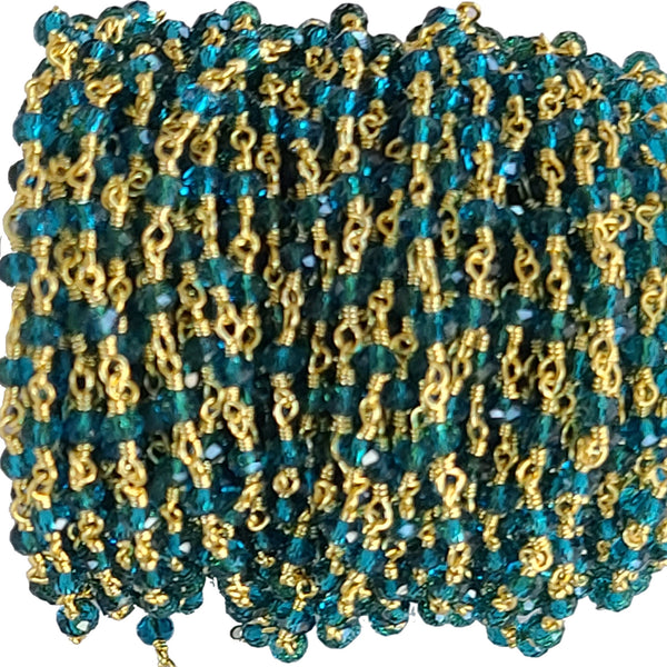 blue topaz quartz gemstone bead chain 24k gold plated over silver, women jewelry making necklaces, earrings, and bracelets bead chain.