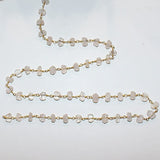 rose quartz gemstone bead chain 24k gold plated over silver, women jewelry making necklaces, earrings, and bracelets bead chain.