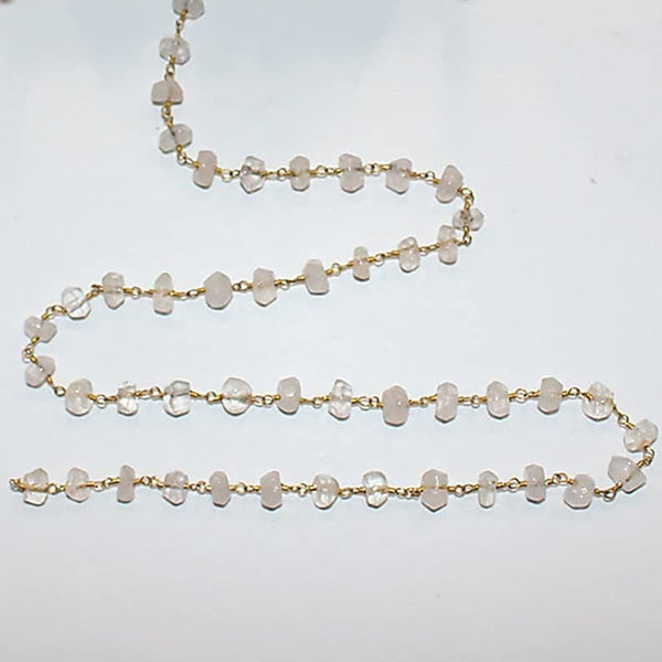 rose quartz gemstone bead chain 24k gold plated over silver, women jewelry making necklaces, earrings, and bracelets bead chain.