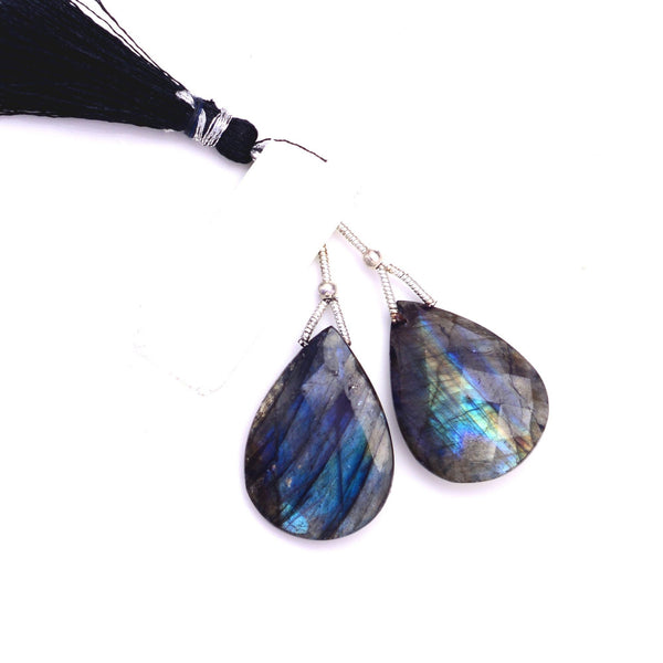 Labradorite natural semi precious gemstone bead strands, pear teardrop shaped bead strand, faceted bead size 8X26mm handmade gemstone bead strand 13 Carat, women jewelry making necklaces, earrings, and bracelets bead strands.