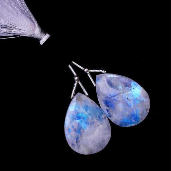 Rainbow Moonstone natural semi precious gemstone bead strands, pear teardrop shaped bead strand, faceted bead size 8X26mm handmade gemstone bead strand 17 Carat, women jewelry making necklaces, earrings, and bracelets bead strands.