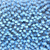 blue chalcedony quartz gemstone bead chain 24k gold plated over silver, women jewelry making necklaces, earrings, and bracelets bead chain.