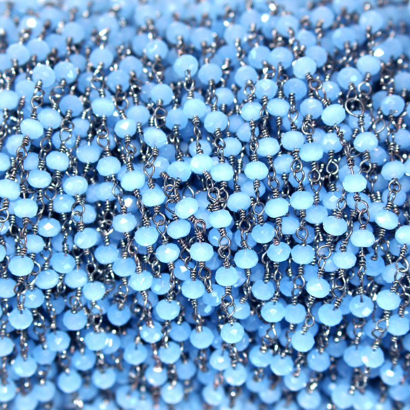 blue chalcedony quartz gemstone bead chain 24k gold plated over silver, women jewelry making necklaces, earrings, and bracelets bead chain.