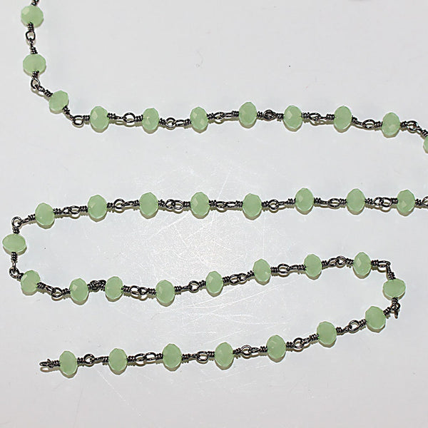 green chalcedony quartz gemstone bead chain 24k gold plated over silver, women jewelry making necklaces, earrings, and bracelets bead chain.