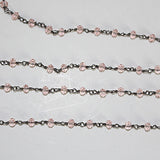 rose quartz gemstone bead chain 24k gold plated over silver, women jewelry making necklaces, earrings, and bracelets bead chain.