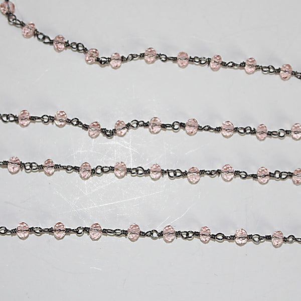 rose quartz gemstone bead chain 24k gold plated over silver, women jewelry making necklaces, earrings, and bracelets bead chain.