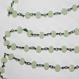 green chalcedony quartz gemstone bead chain 24k gold plated over silver, women jewelry making necklaces, earrings, and bracelets bead chain.