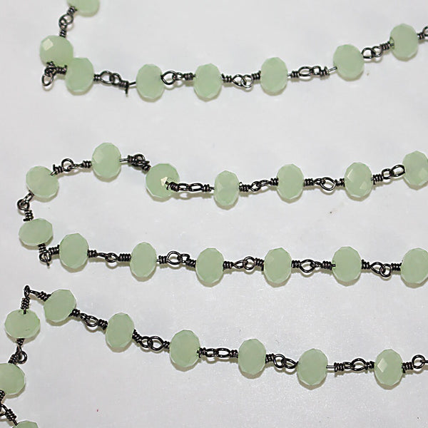 green chalcedony quartz gemstone bead chain 24k gold plated over silver, women jewelry making necklaces, earrings, and bracelets bead chain.