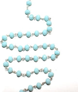 amazonite quartz gemstone bead chain silver, women jewelry making necklaces, earrings, and bracelets bead chain.