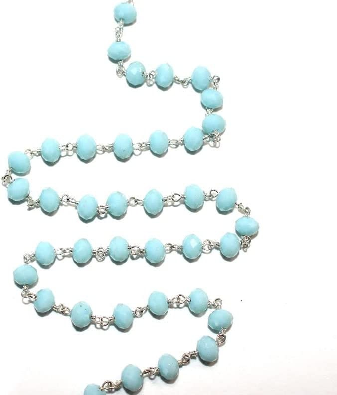 amazonite quartz gemstone bead chain silver, women jewelry making necklaces, earrings, and bracelets bead chain.