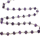 amethyst quartz gemstone bead chain silver, women jewelry making necklaces, earrings, and bracelets bead chain.