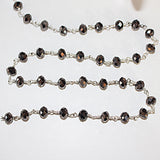 dark brown pyrite quartz gemstone bead chain silver, women jewelry making necklaces, earrings, and bracelets bead chain.