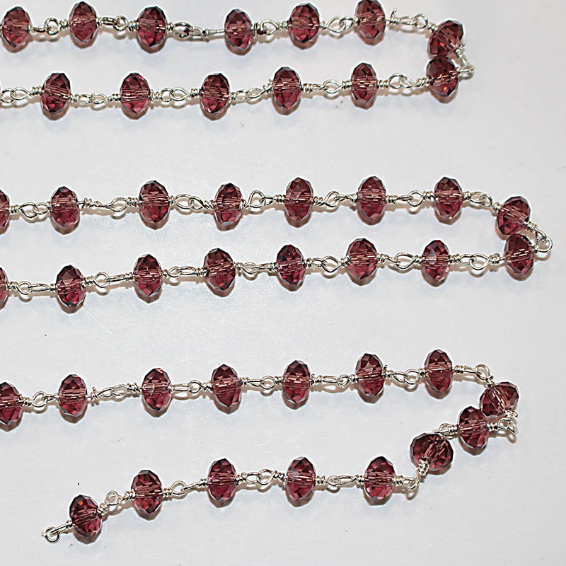 rhodolite garnet quartz gemstone bead chain silver, women jewelry making necklaces, earrings, and bracelets bead chain.