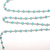 blue topaz quartz gemstone bead chain silver, women jewelry making necklaces, earrings, and bracelets bead chain.