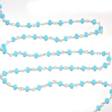 dark blue peruvian chalcedony quartz gemstone bead chain silver, women jewelry making necklaces, earrings, and bracelets bead chain.