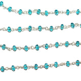 dark blue topaz quartz gemstone bead chain silver, women jewelry making necklaces, earrings, and bracelets bead chain.