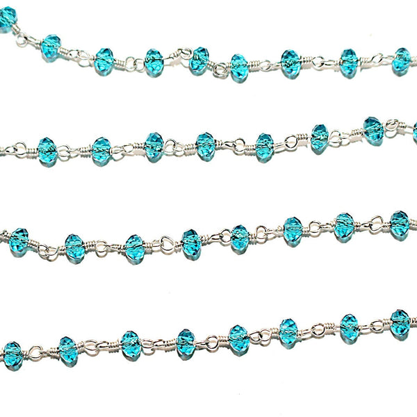 dark blue topaz quartz gemstone bead chain silver, women jewelry making necklaces, earrings, and bracelets bead chain.
