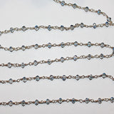 dark mystic quartz gemstone bead chain silver, women jewelry making necklaces, earrings, and bracelets bead chain.