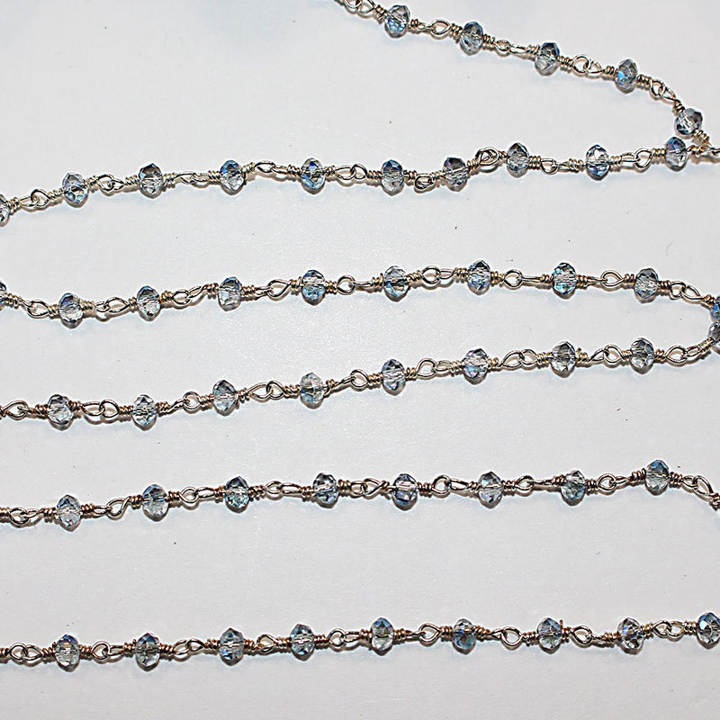 dark mystic quartz gemstone bead chain silver, women jewelry making necklaces, earrings, and bracelets bead chain.