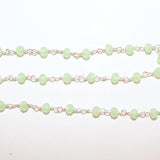 green chalcedony quartz gemstone bead chain silver, women jewelry making necklaces, earrings, and bracelets bead chain.