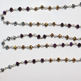 multi color pyrite quartz gemstone bead chain silver, women jewelry making necklaces, earrings, and bracelets bead chain.